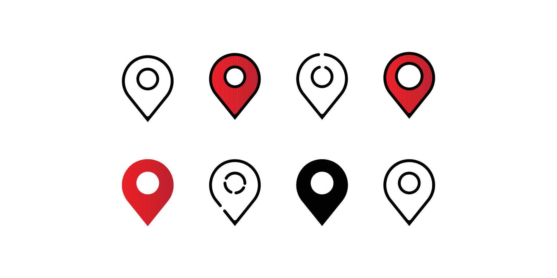 ícone de pino de localização, coleção de ícone plano de pino de localização, coleção de mapa de localização vetor