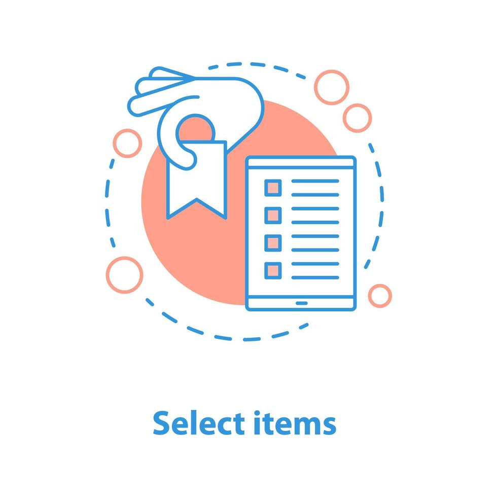 ícone de conceito de seleção de itens vetor