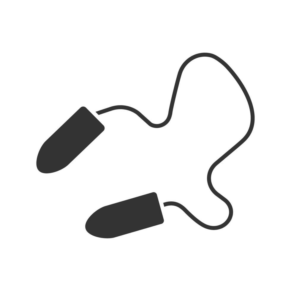 ícone de glifo de tampões de ouvido. símbolo da silhueta. espaço negativo. ilustração isolada do vetor