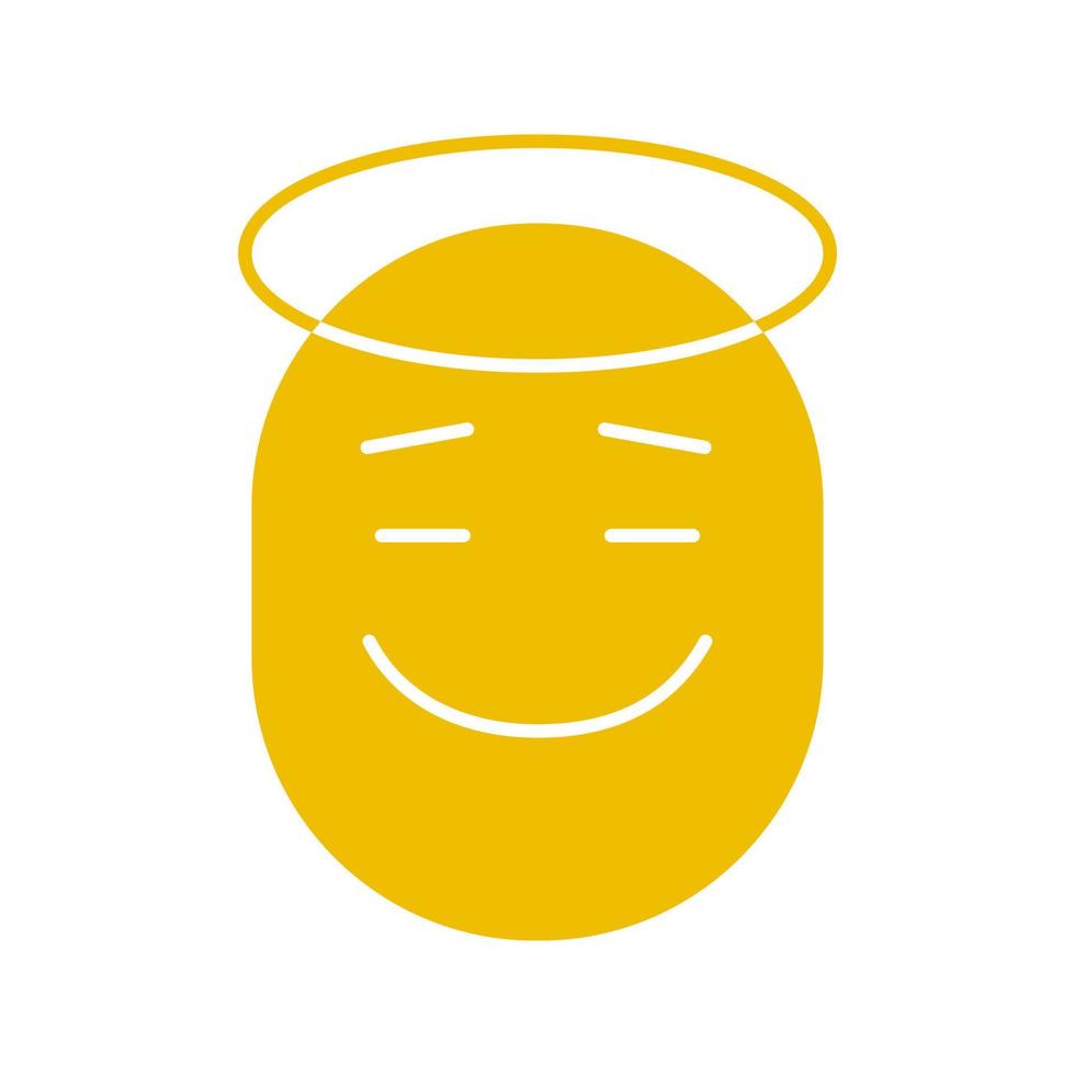 emoticon com ícone de cor halo glifo. sorriso santo. símbolo de silhueta em fundo branco. espaço negativo. ilustração vetorial vetor