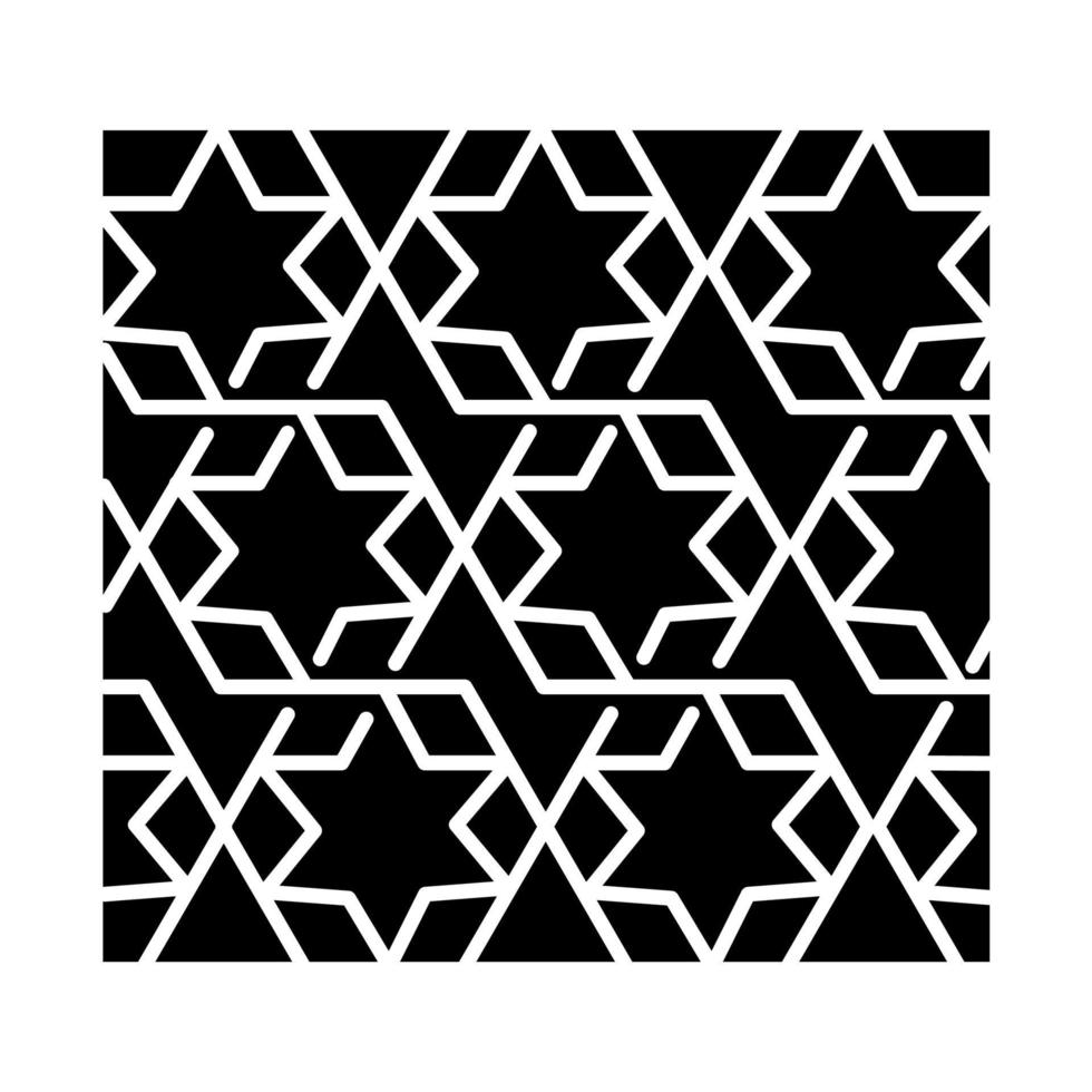ícone de glifo de ornamento geométrico. Decoração estrela de seis cantos em hexágono. elemento decorativo de cerâmica. forma abstrata repetida. símbolo da silhueta. espaço negativo. ilustração isolada do vetor