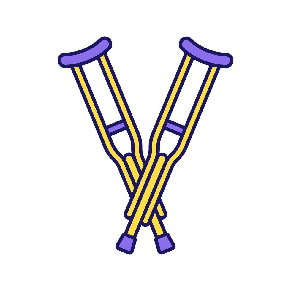 ícone colorido de muletas axilares vetor