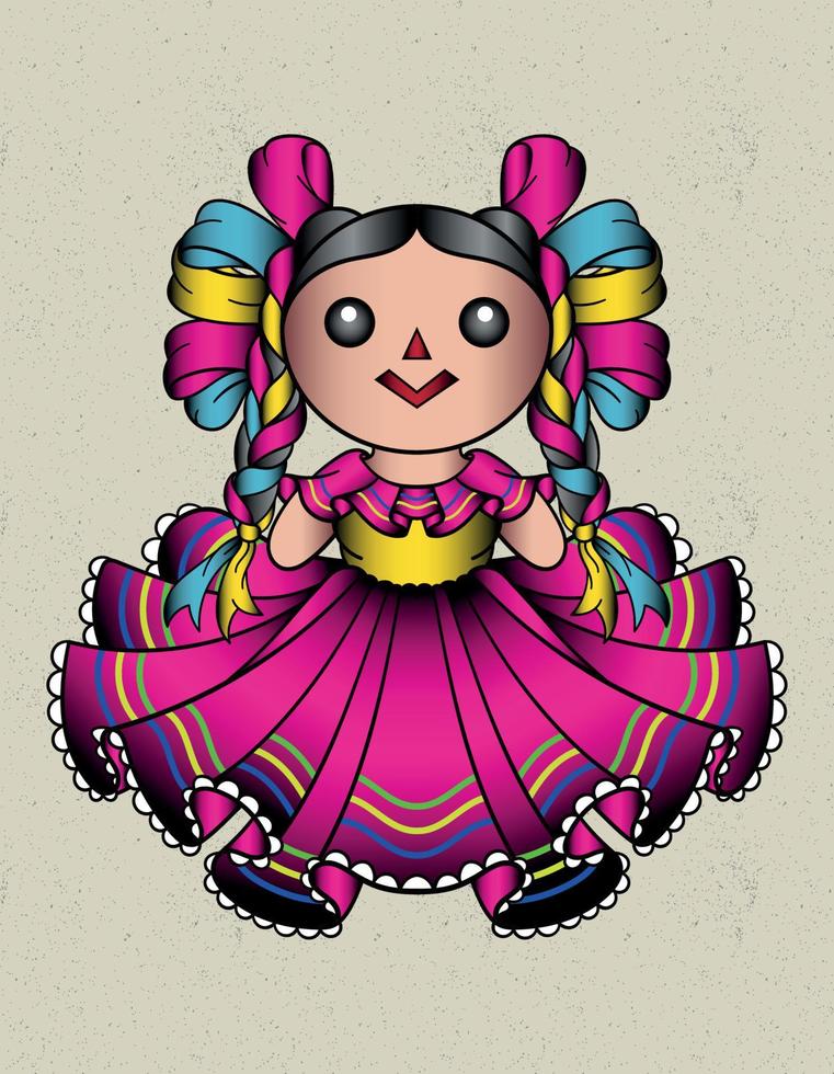 boneca mexicana tradicional vetor
