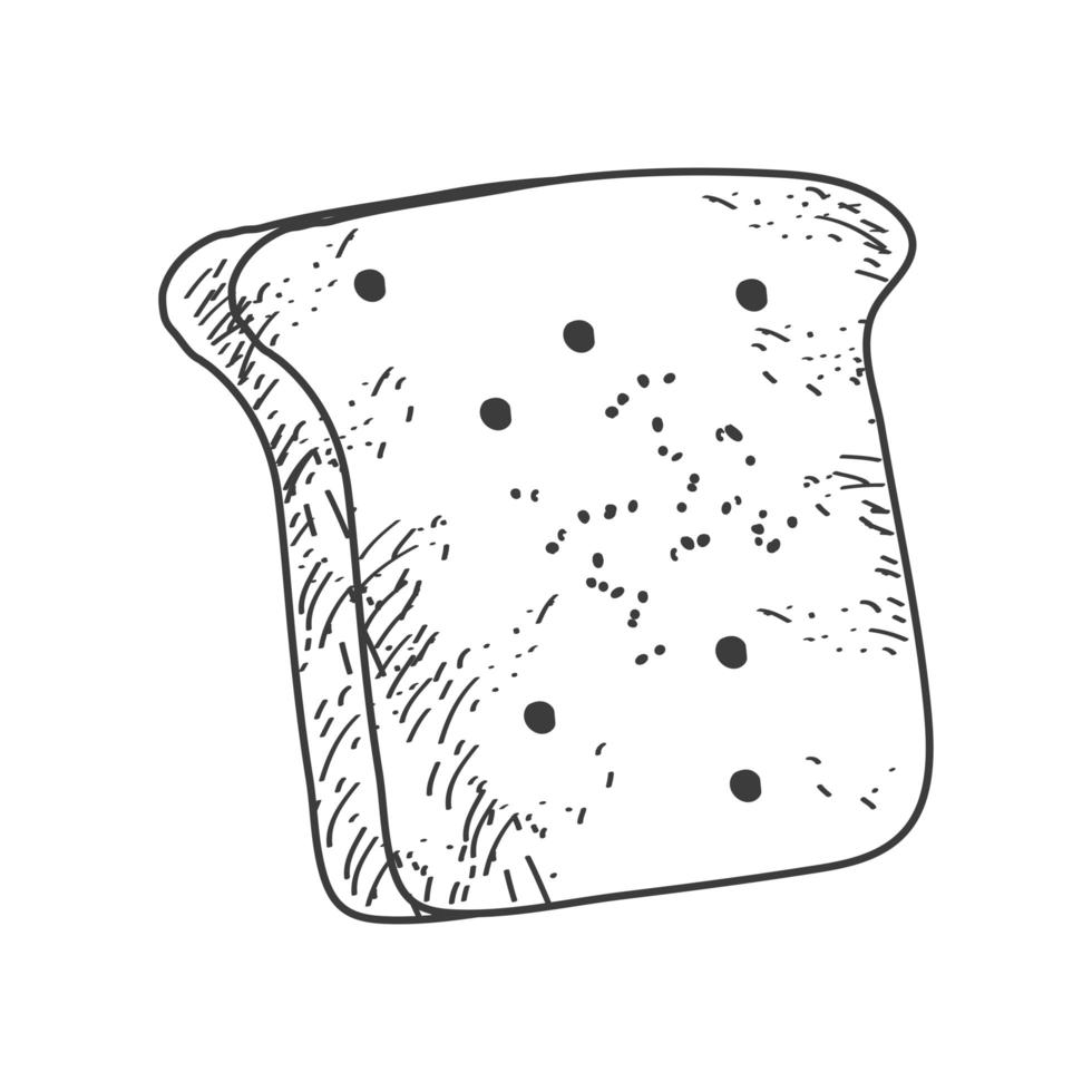 esboço de fatia de pão vetor