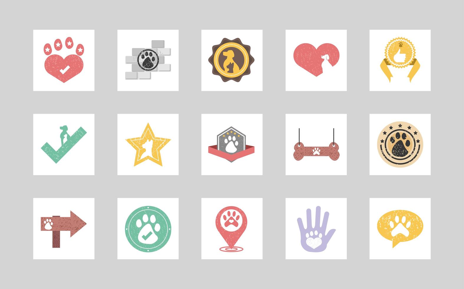 conjunto de emblemas de animais de estimação vetor