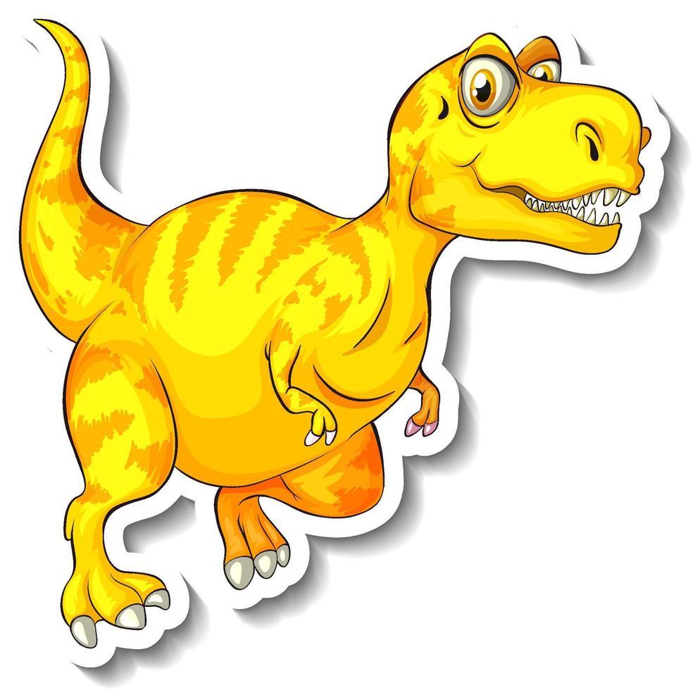 Adesivo de personagem de desenho animado de dinossauro tiranossauro vetor