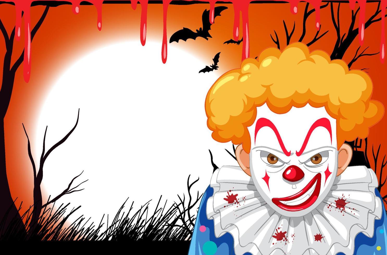 banner de halloween vazio com palhaço assustador vetor