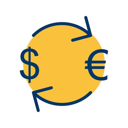 Troca de euro com ícone de vetor de dólar