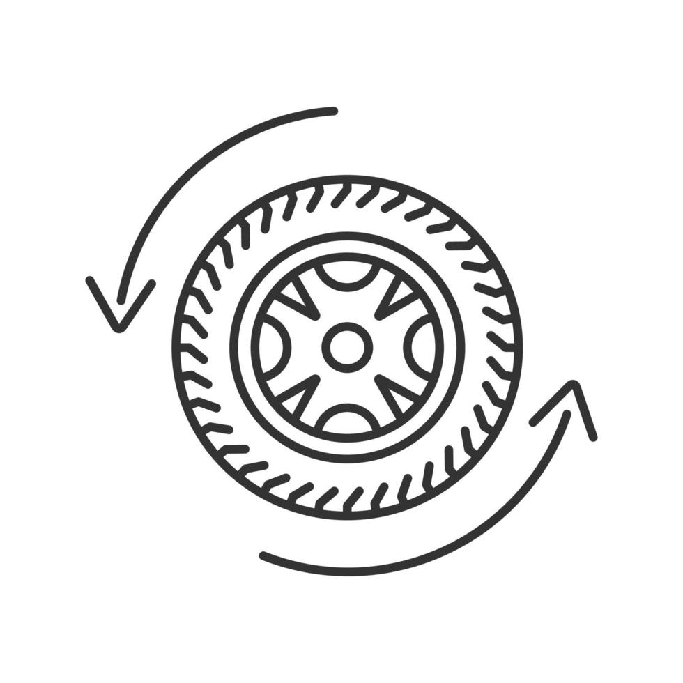 ícone linear de mudança de roda de automóvel vetor