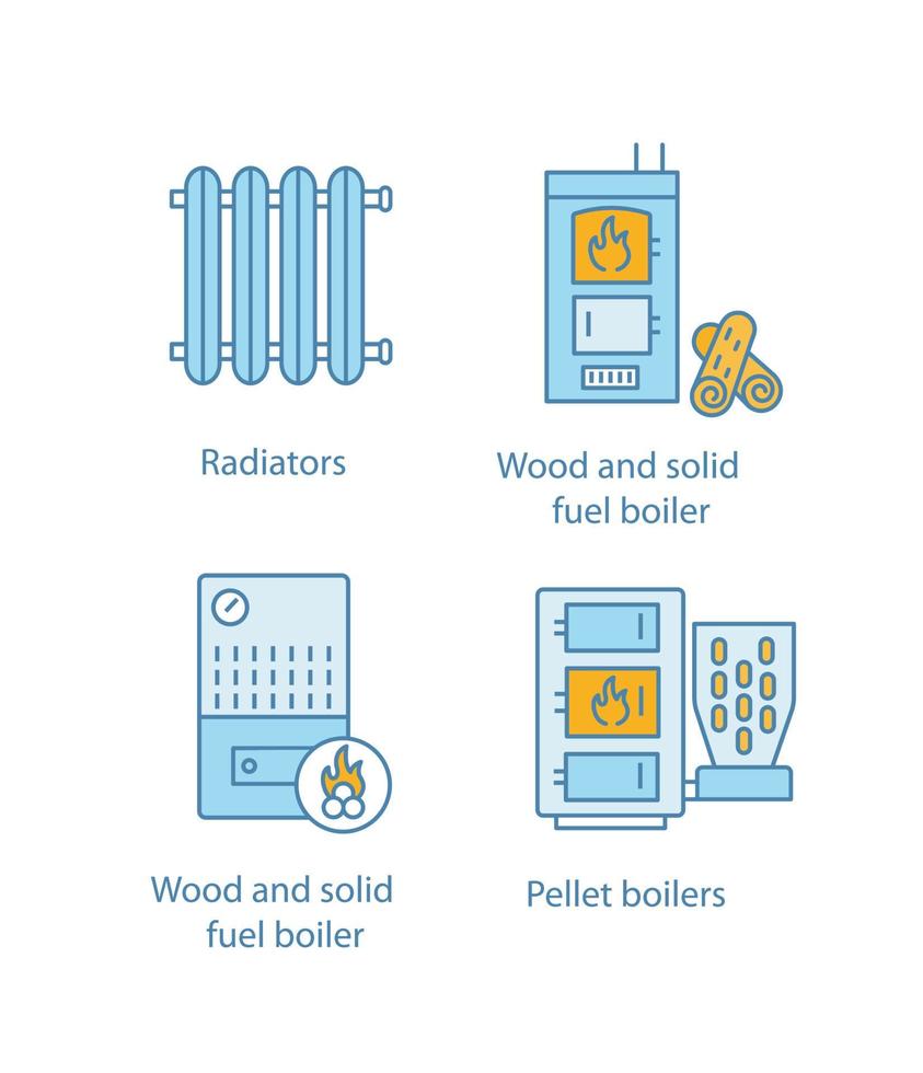 conjunto de ícones de cores de aquecimento vetor