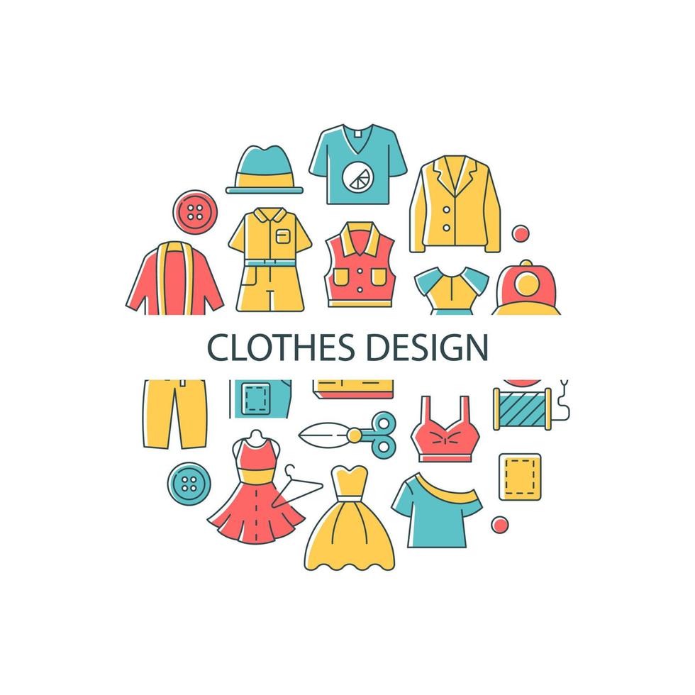 design de roupas, layout de conceito de cor abstrata com título vetor