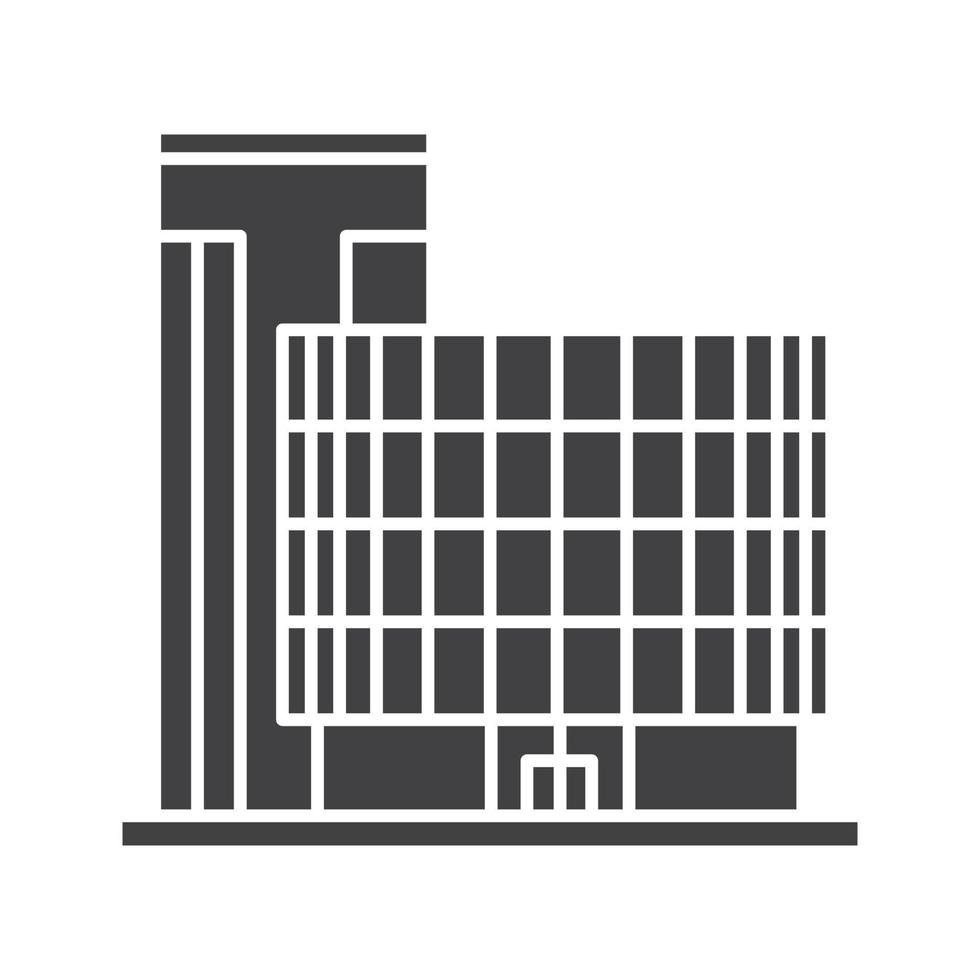 ícone de glifo de prédio de escritórios. símbolo da silhueta. prédio de apartamentos moderno. espaço negativo. ilustração isolada do vetor