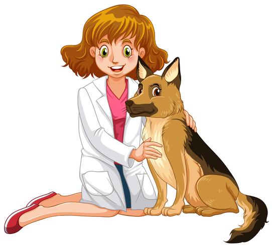 Veterinário e cachorrinho vetor