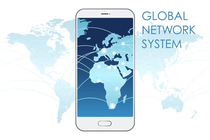 Ilustração do conceito de sistema de rede global. vetor
