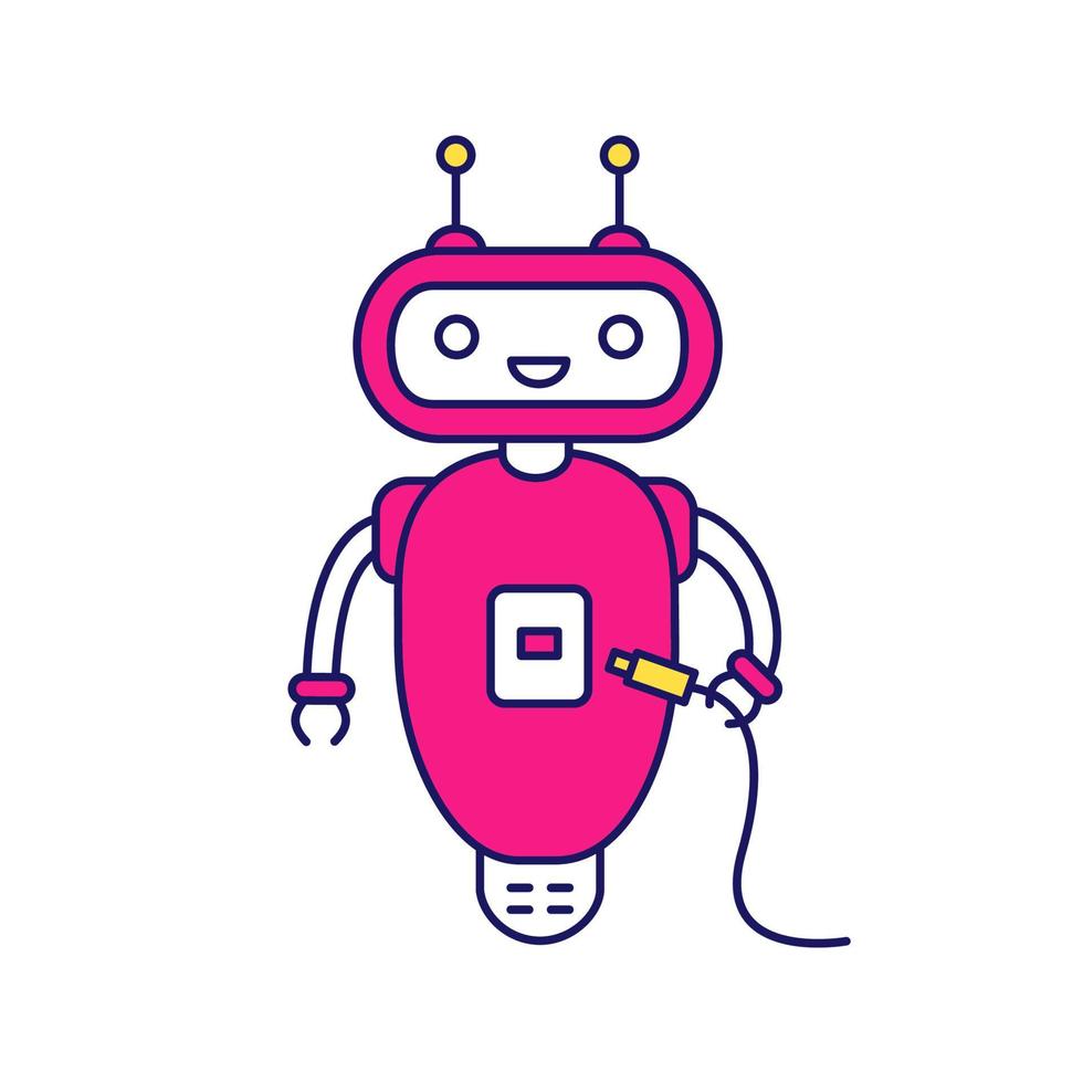 chatbot com ícone de cor de cabo USB vetor