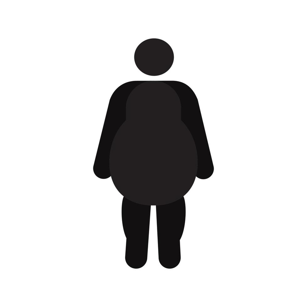 ícone de silhueta de homem gordo em vista frontal vetor