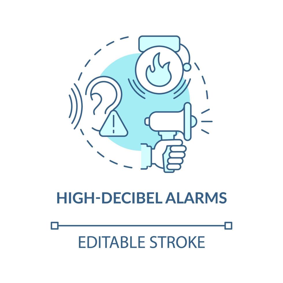 ícone de conceito azul de alarmes de decibéis altos vetor