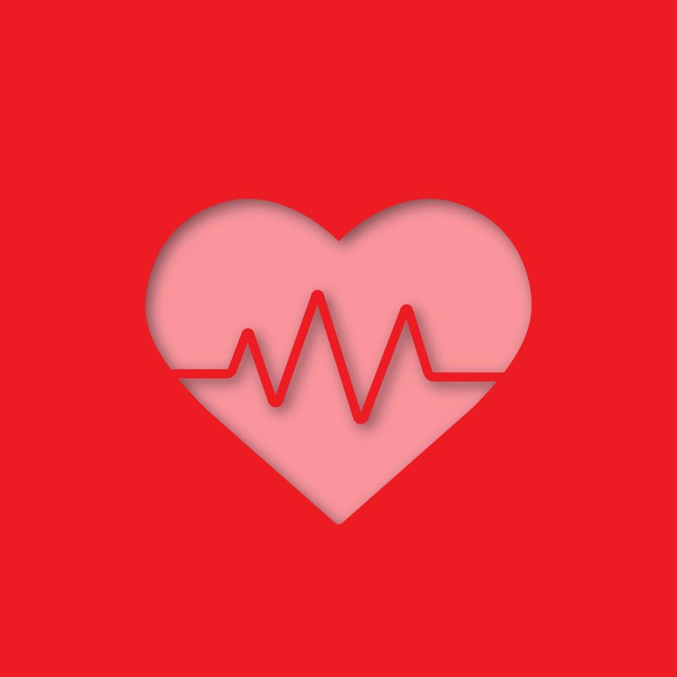 ícone de corte de papel de pulso cardio vetor