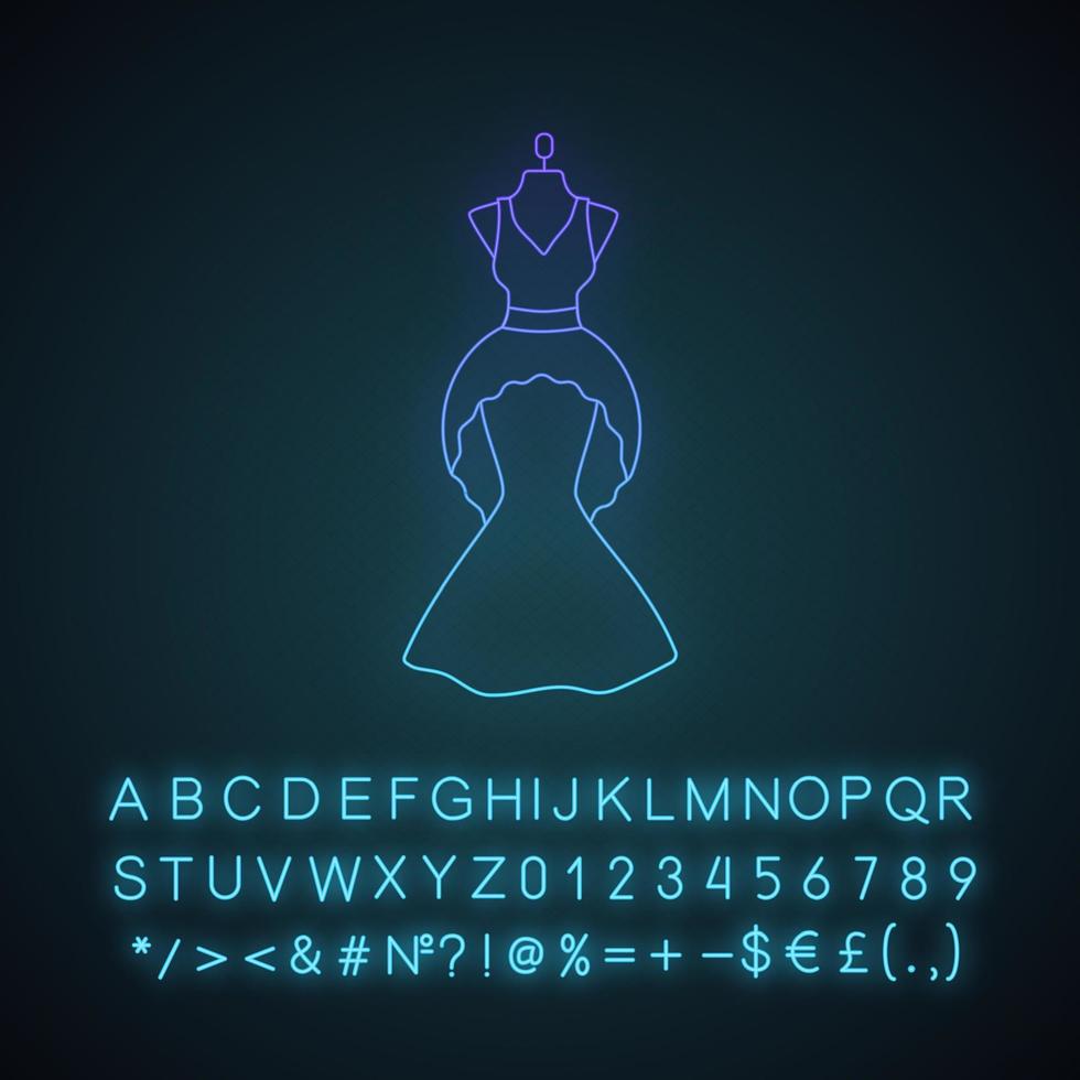 ícone de luz de néon de vestido de noiva vetor