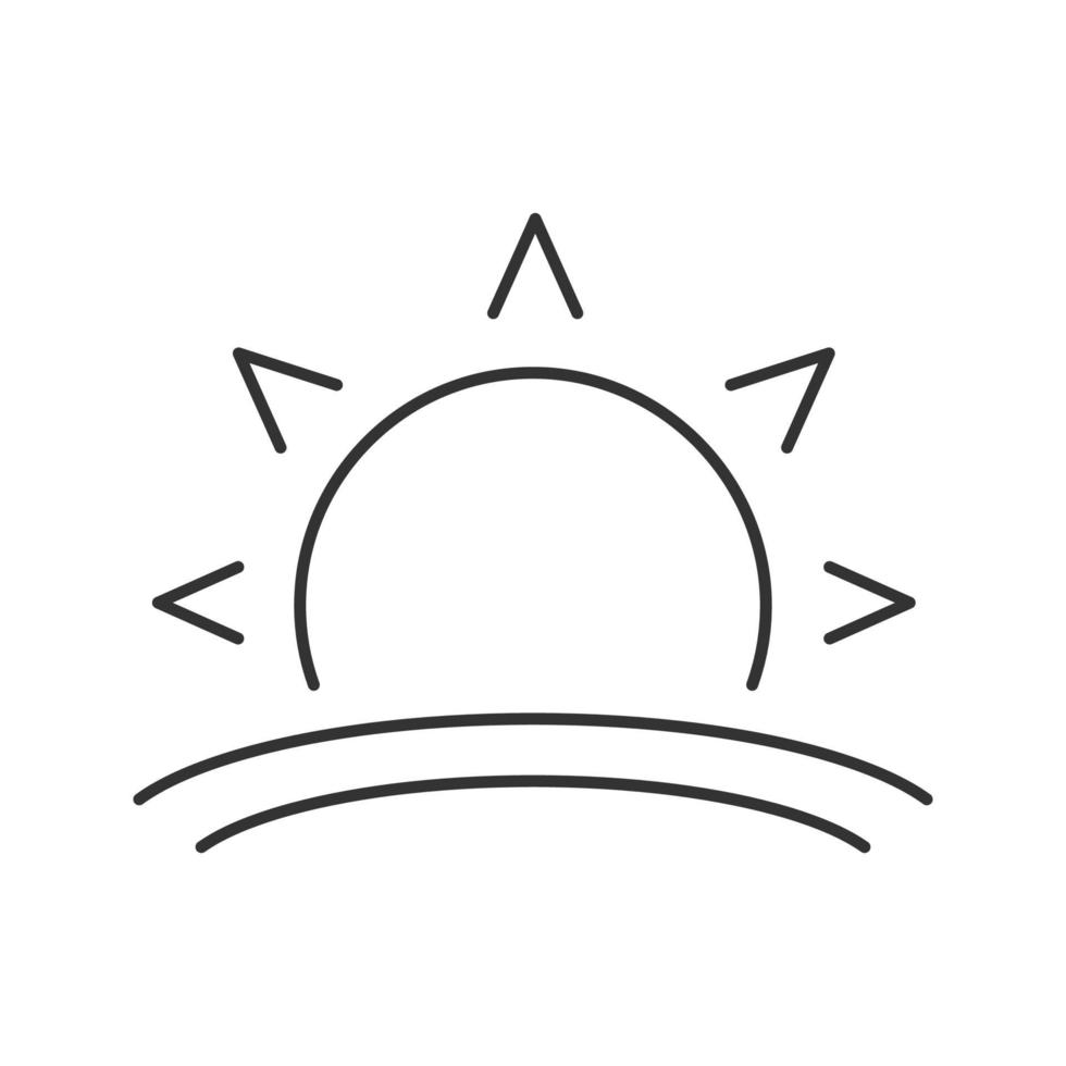 ícone linear do sol nascente. manhã. ilustração de linha fina. alvorecer. símbolo de contorno. desenho de contorno isolado de vetor