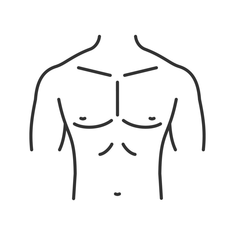 ícone linear de peito masculino musculoso. ilustração de linha fina. símbolo de contorno. desenho de contorno isolado de vetor