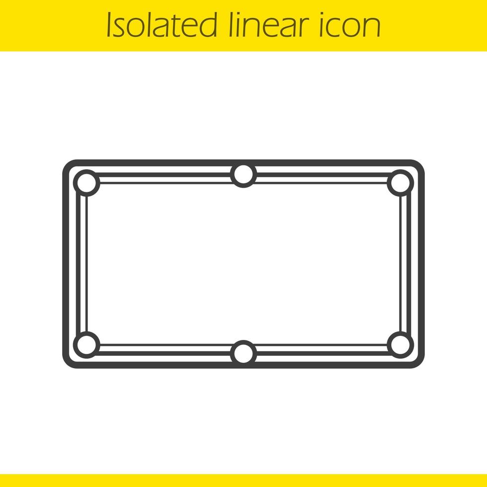 ícone linear da mesa de bilhar. ilustração de linha fina. símbolo de contorno. desenho de contorno isolado de vetor