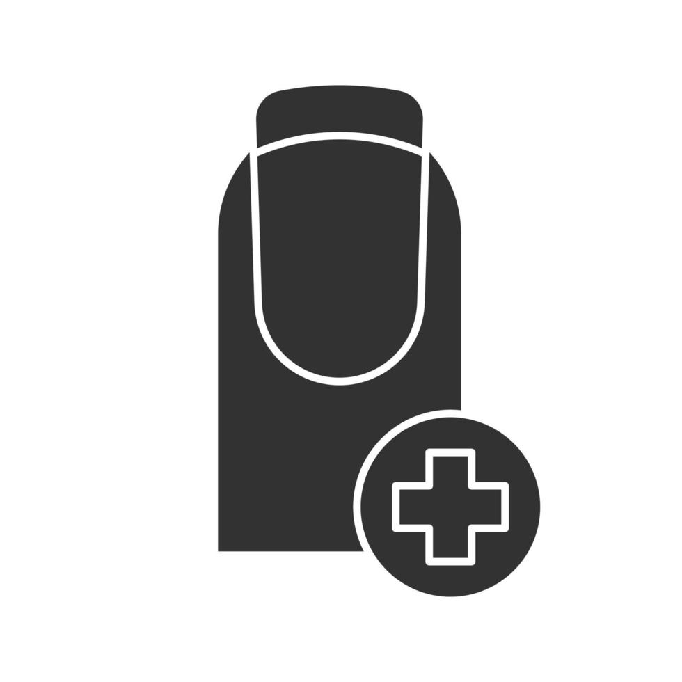 ícone de glifo de unha saudável. símbolo da silhueta. tratamento e cuidado das unhas. espaço negativo. ilustração isolada do vetor