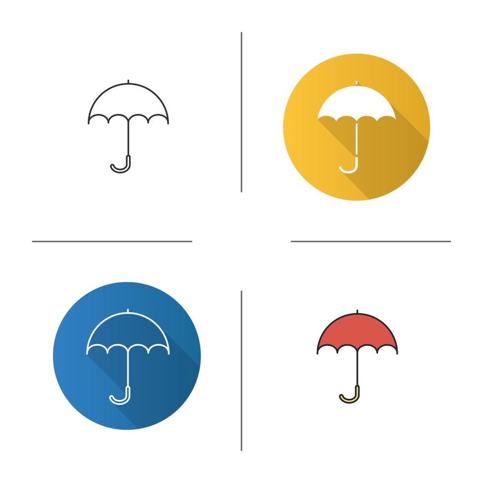 ícone de guarda-chuva. design plano, estilos lineares e de cores. guarda-chuva aberto. ilustrações vetoriais isoladas vetor