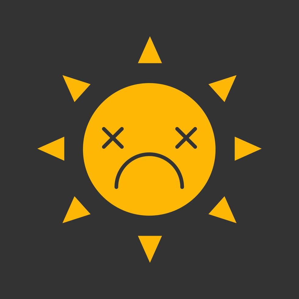 ícone de cor de glifo de sorriso de sol morto. mau humor. símbolo de silhueta em fundo preto. espaço negativo. ilustração vetorial vetor