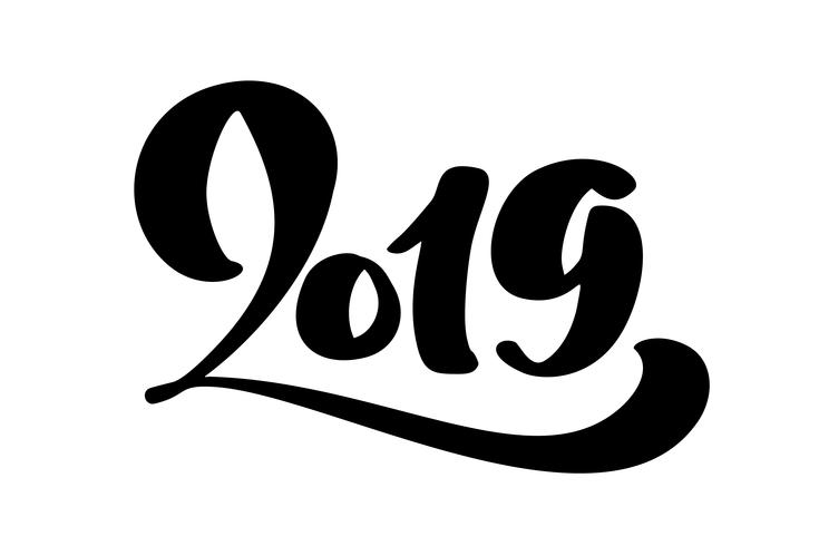 Handwritting vector caligrafia texto 2019. mão desenhada ano novo e Natal lettering número 2019. Ilustração para cartão de felicitações, convite, férias tag