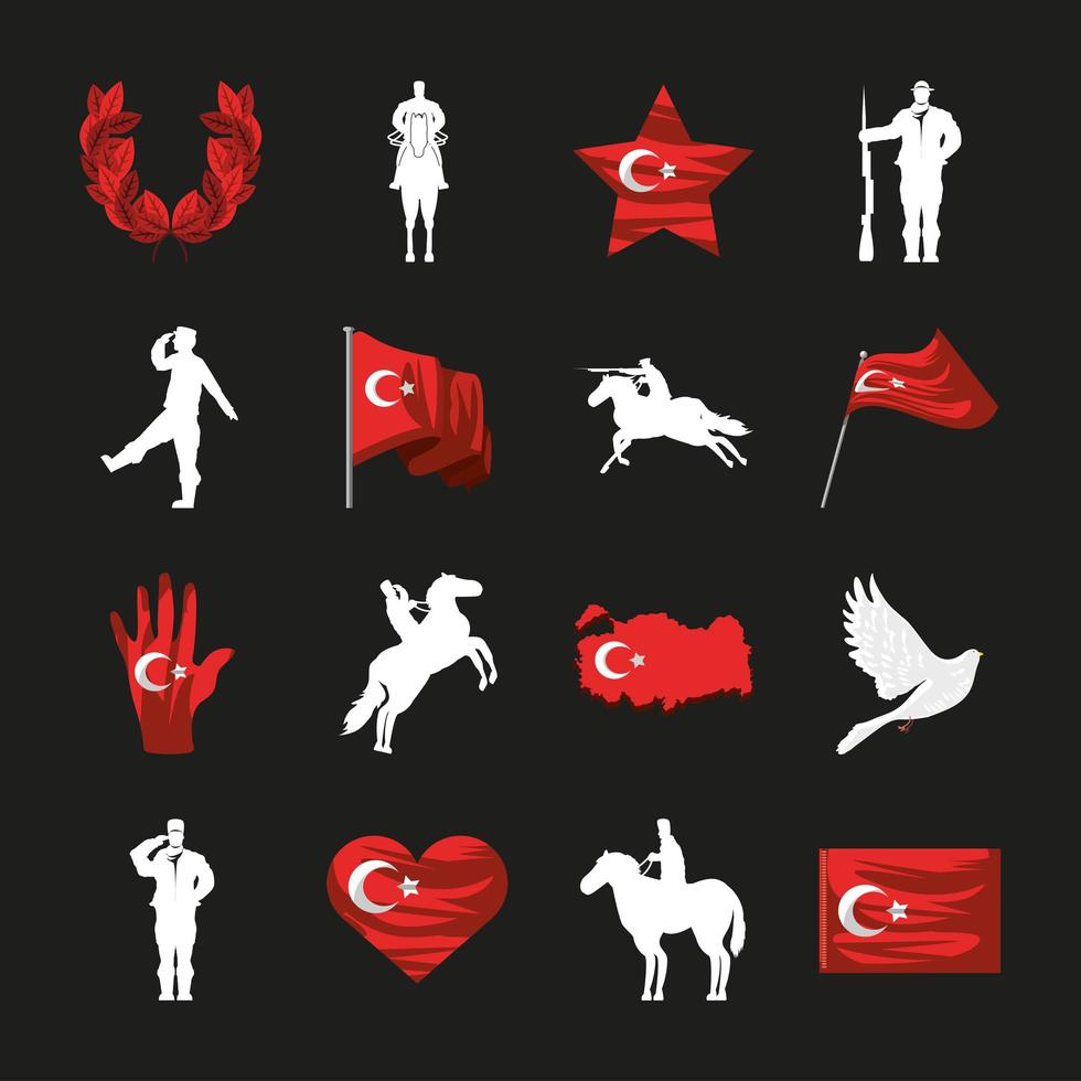 bandeiras turquia e soldado vetor