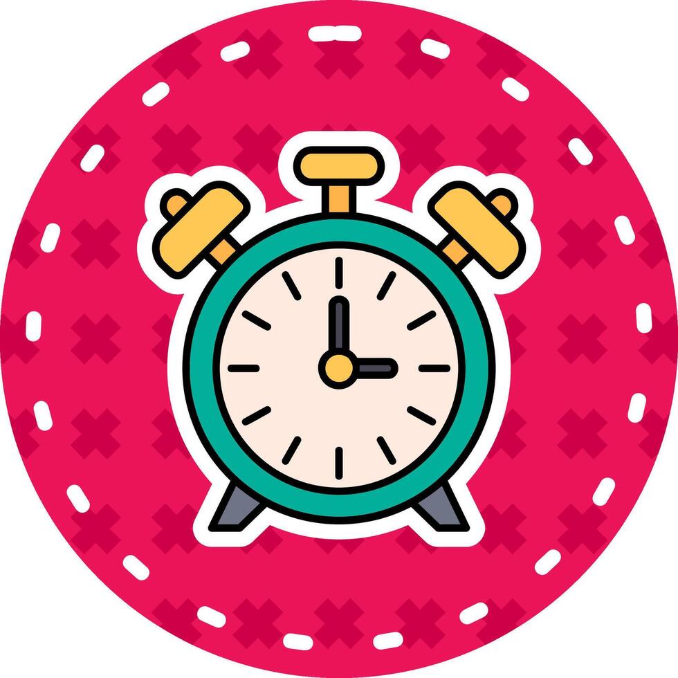 alarme relógio linha preenchidas adesivo ícone vetor