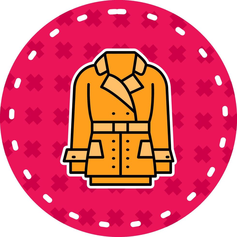 casaco linha preenchidas adesivo ícone vetor