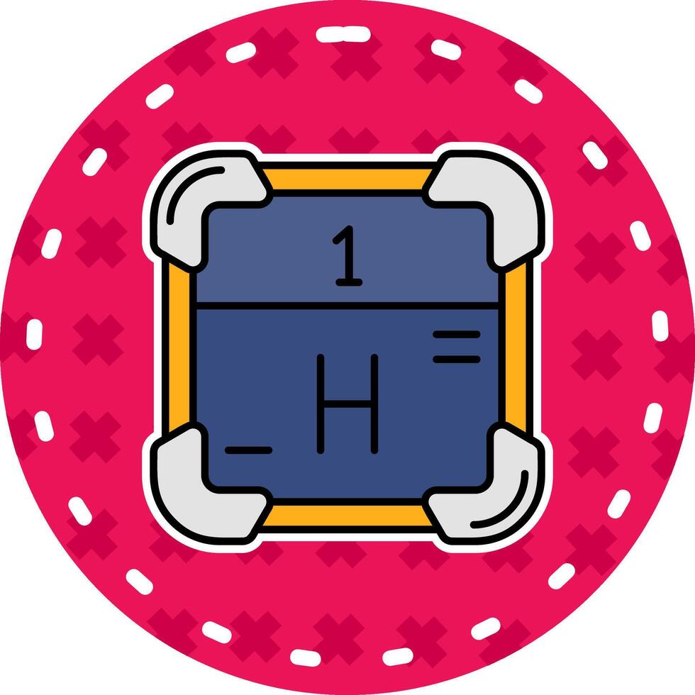 hidrogênio linha preenchidas adesivo ícone vetor