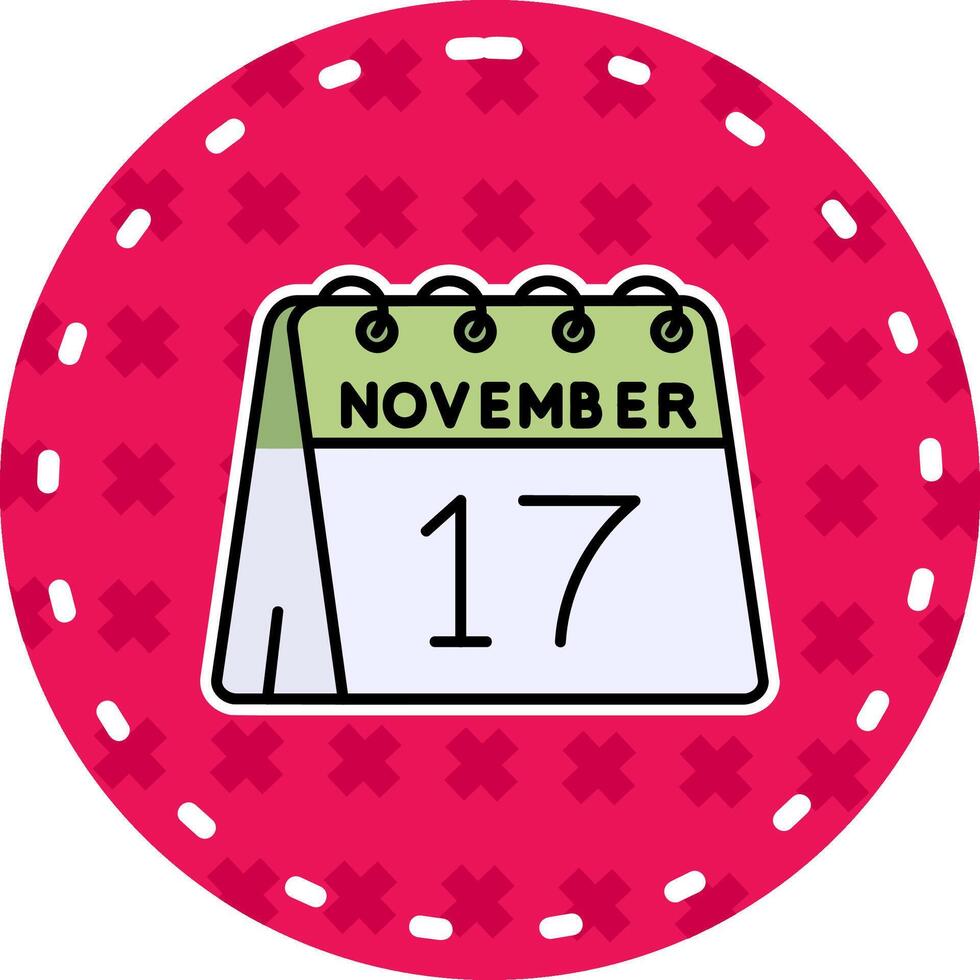 Dia 17 do novembro linha preenchidas adesivo ícone vetor