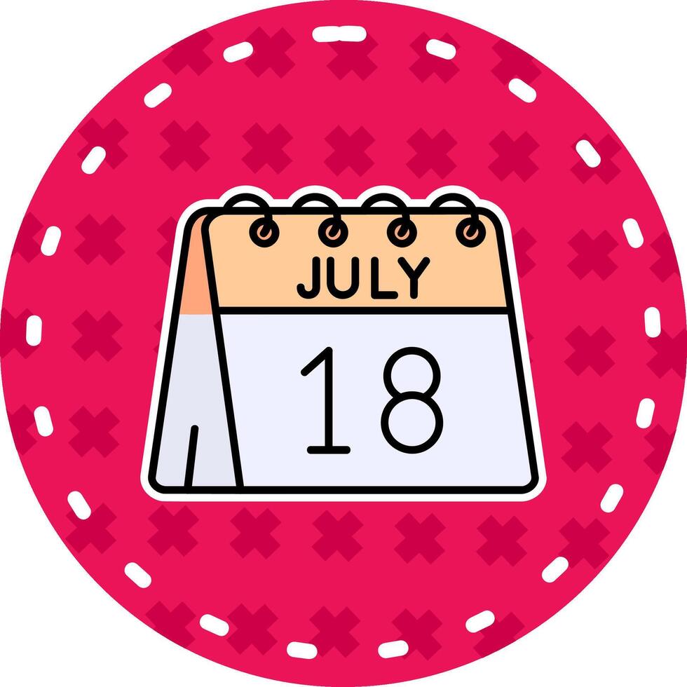 18º do Julho linha preenchidas adesivo ícone vetor