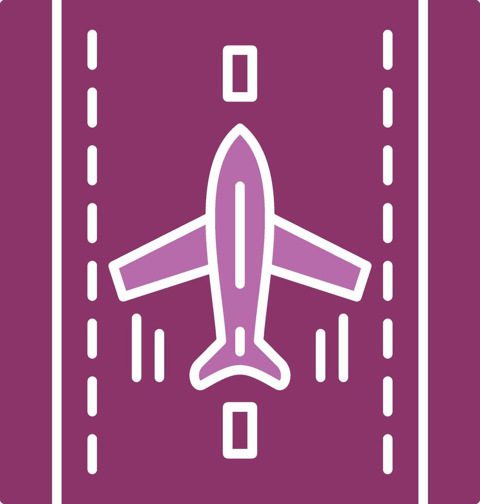 aterrissagem avião glifo dois cor ícone vetor