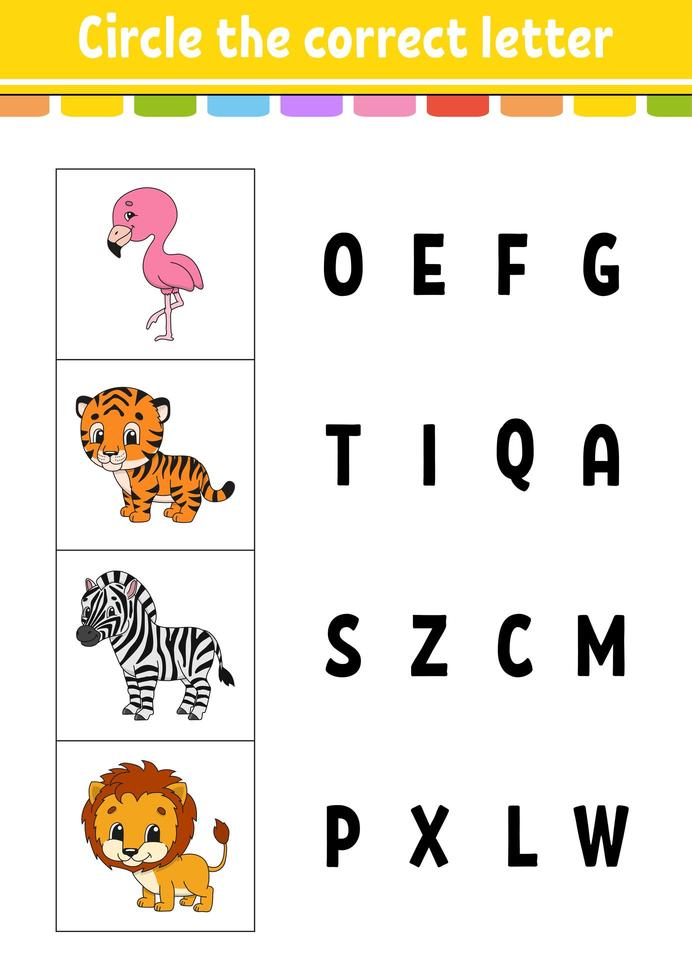 Jogo educativo para crianças, letras confusas, escreva o nome correto para  uma linda caricatura, concha, cobra, sapo, iguana, planilha animal para  impressão