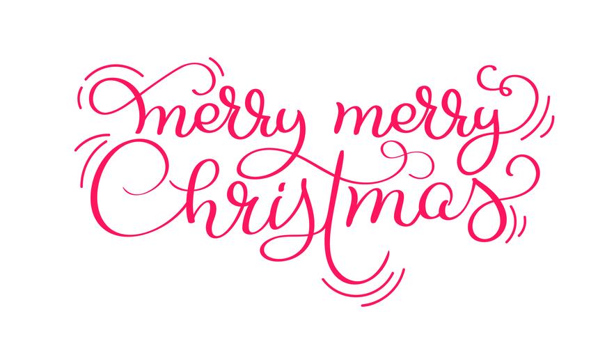 Texto feliz vermelho do vetor da rotulação da caligrafia do vintage do Feliz Natal isolado no fundo branco. Para design de arte de férias, estilo de brochura de maquete