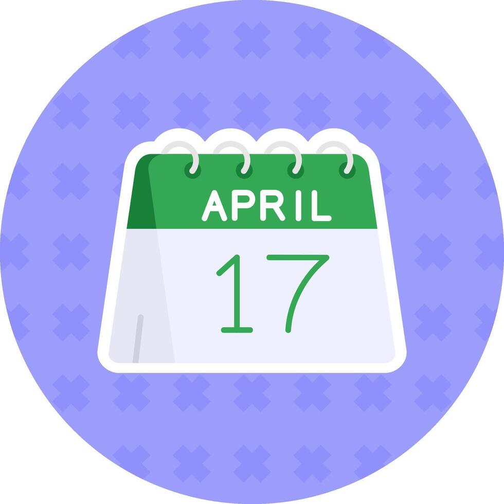 Dia 17 do abril plano adesivo ícone vetor