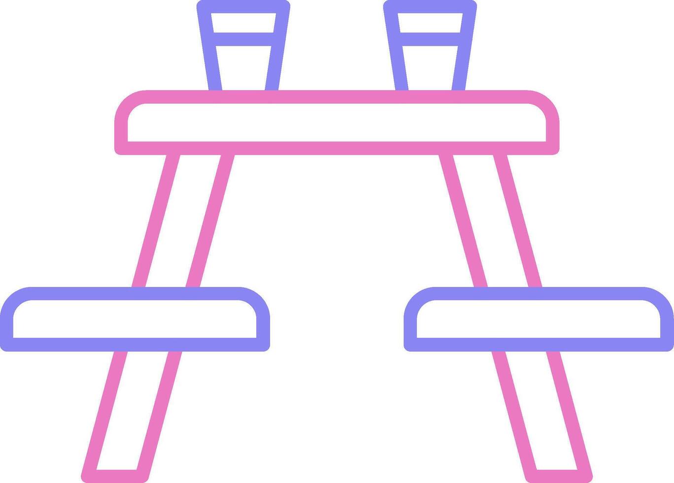piquenique mesa linear dois cor ícone vetor
