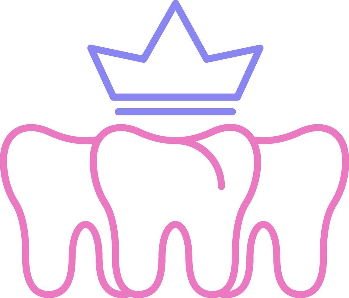 dental coroa linear dois cor ícone vetor
