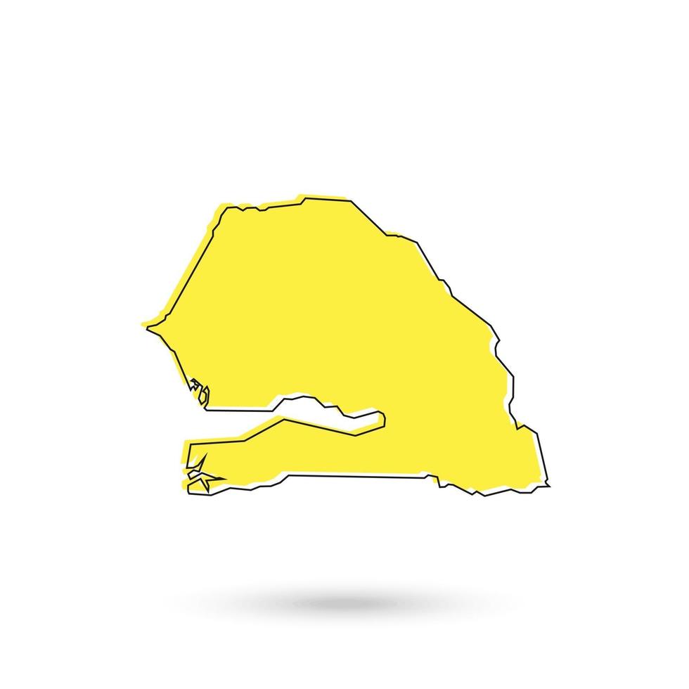 ilustração vetorial do mapa amarelo do senegal em fundo branco vetor