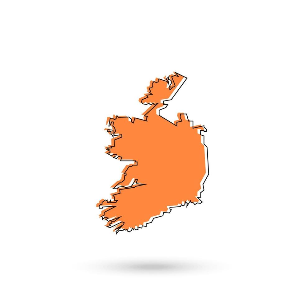 mapa laranja da Irlanda em fundo branco vetor