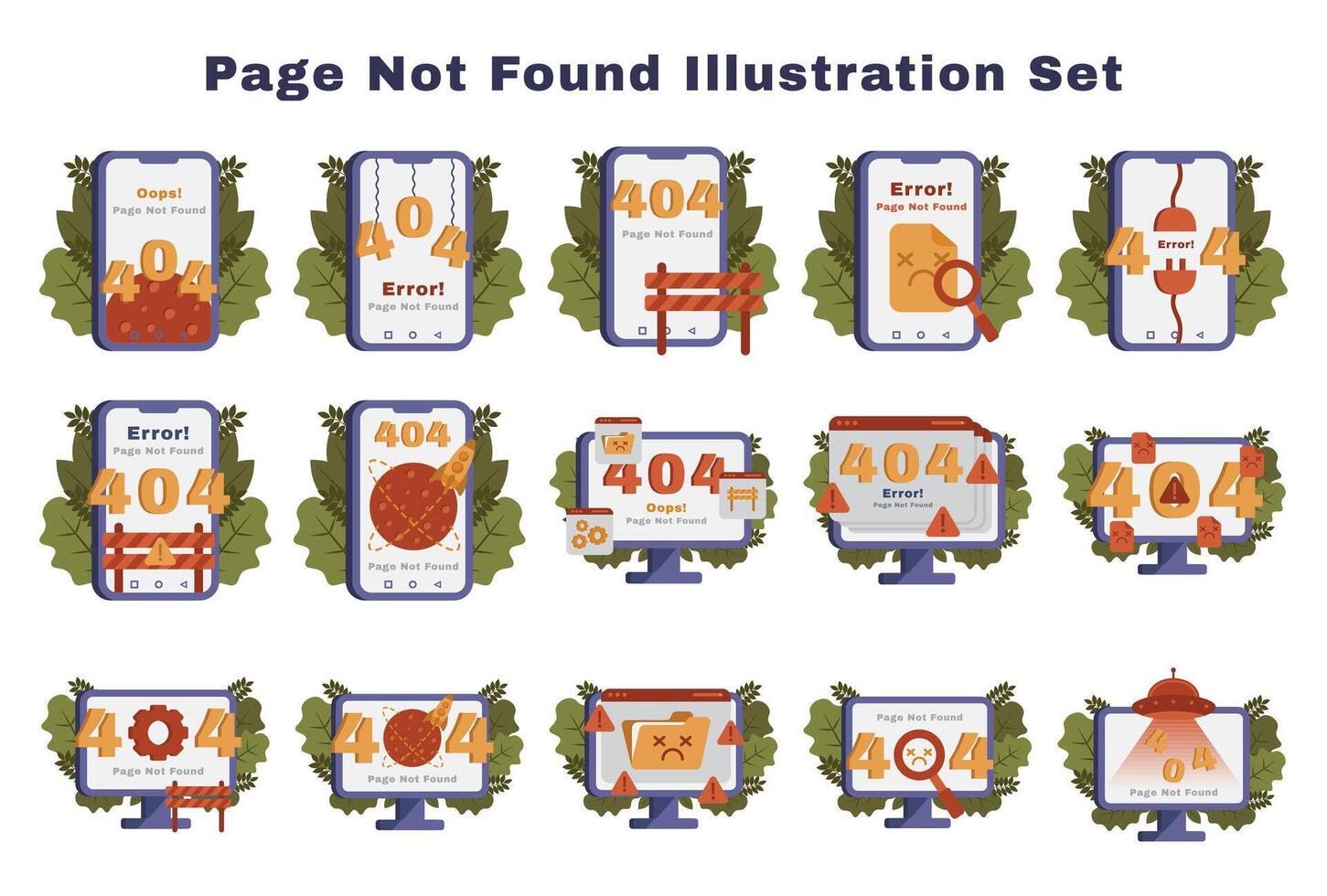404 página não encontrado ilustração conjunto vetor