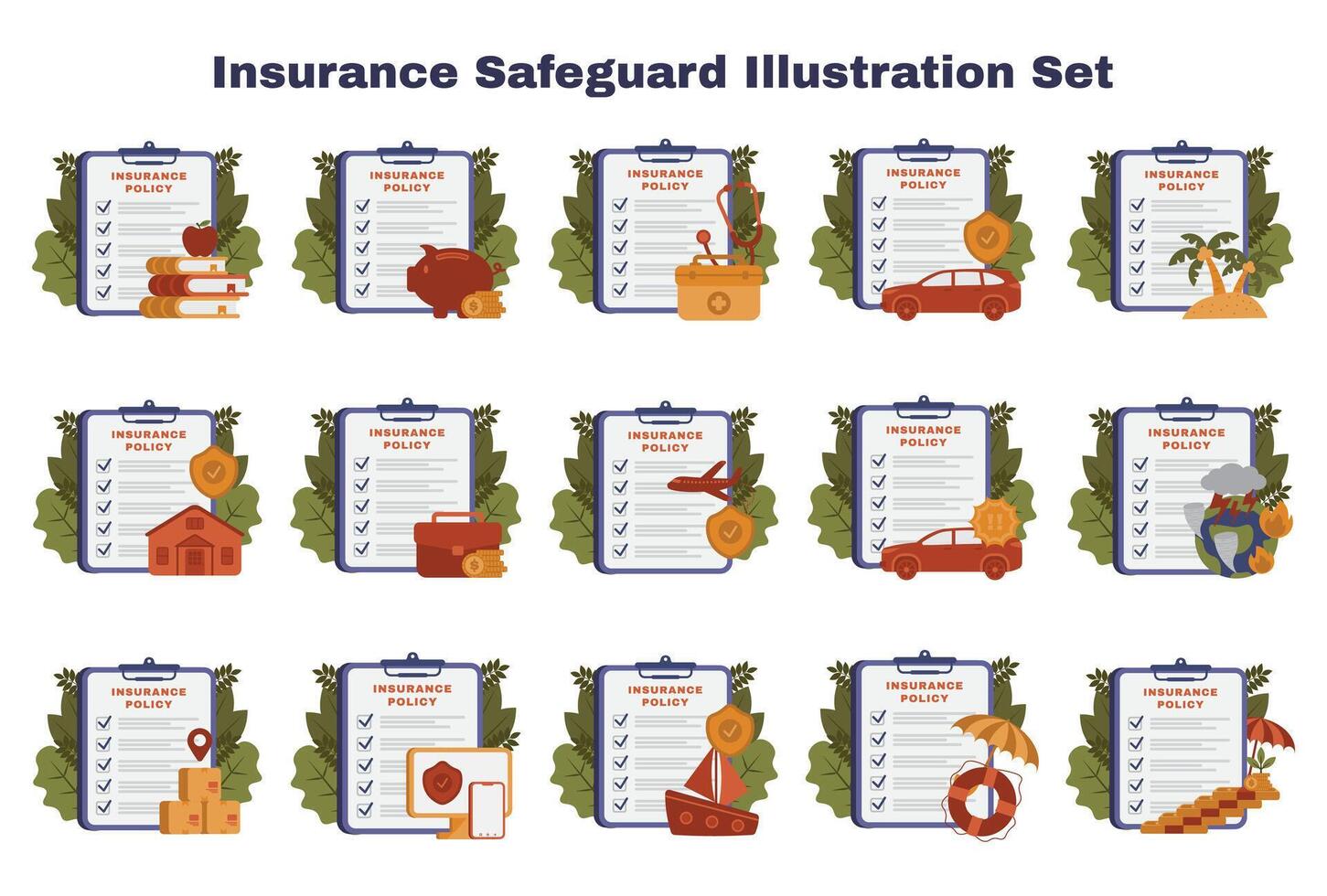 seguro salvaguarda ilustração conjunto vetor