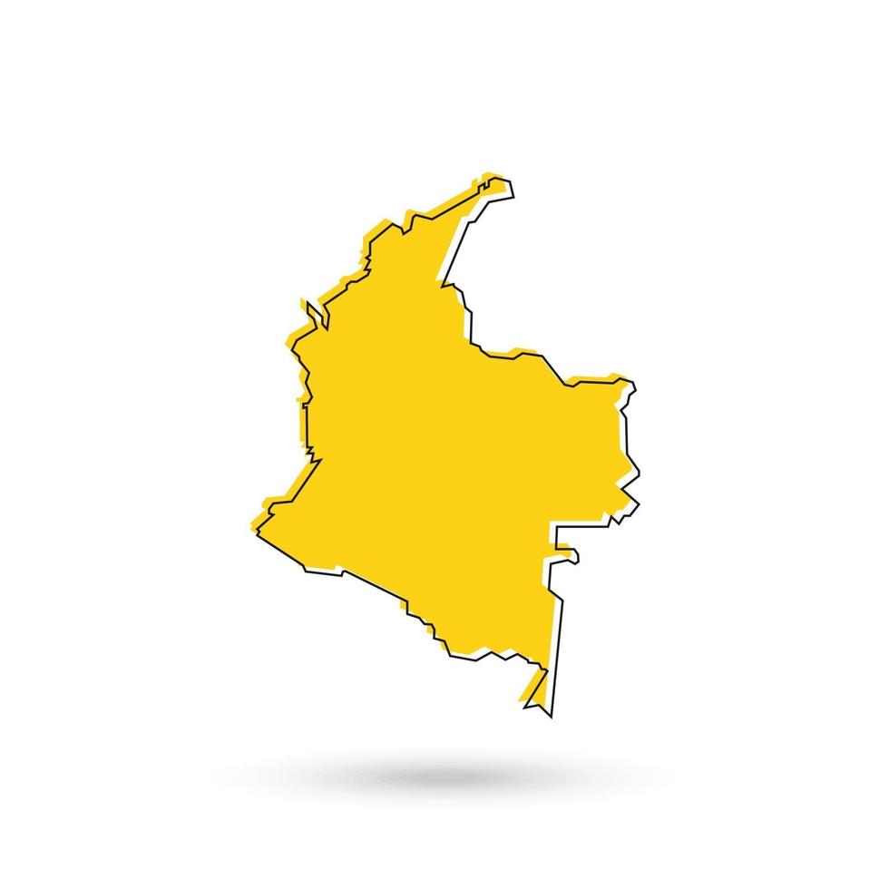 mapa amarelo da colômbia em fundo branco vetor