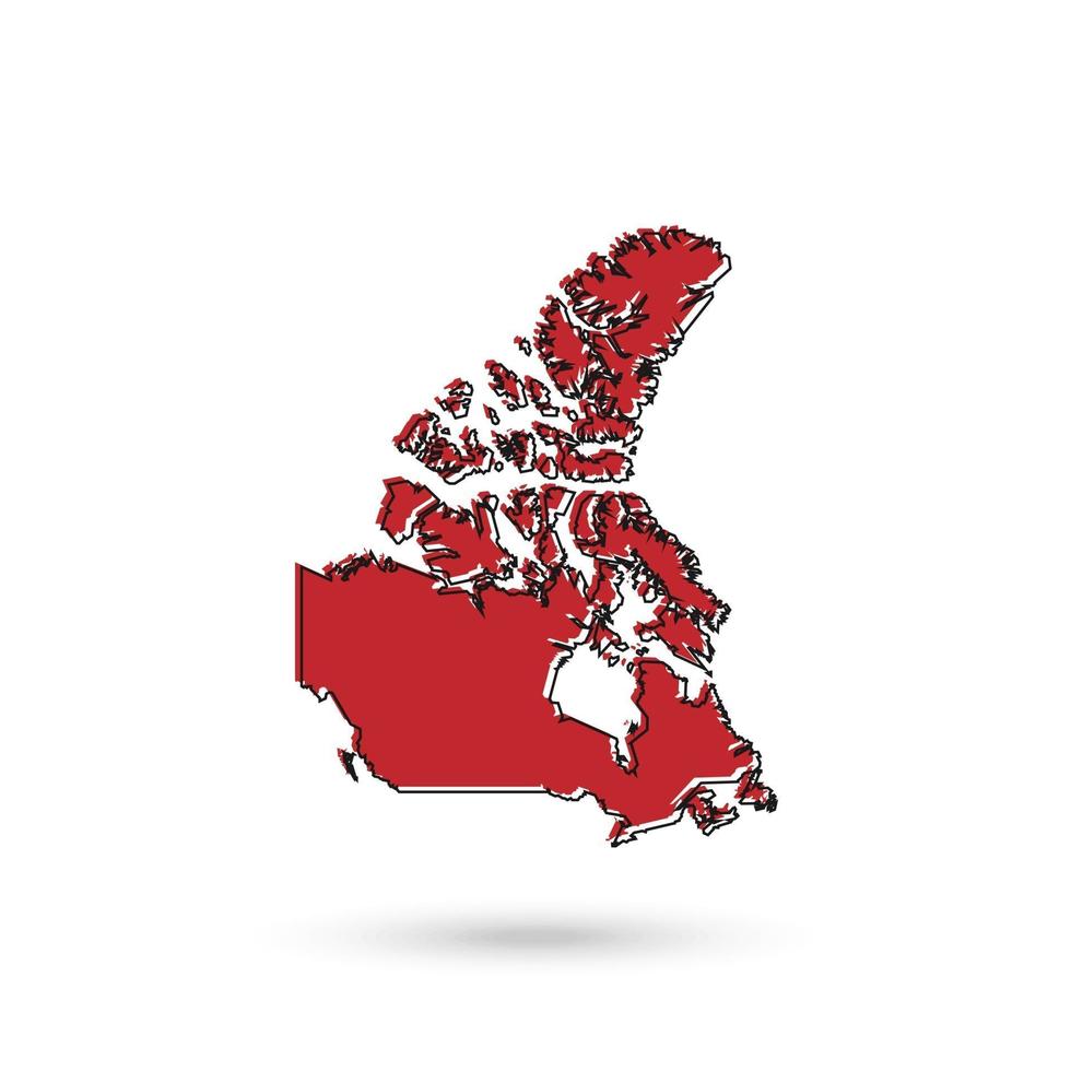 mapa vermelho canadense em fundo branco vetor