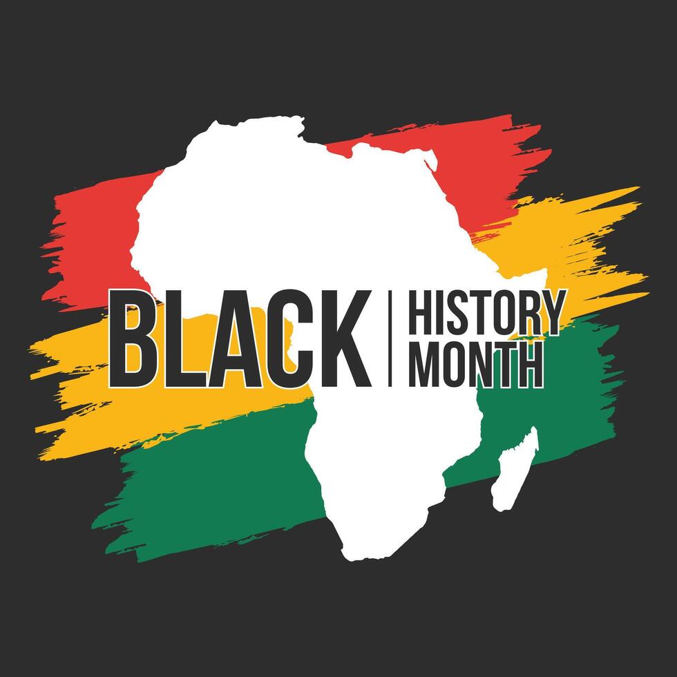 Preto história mês africano americano história celebração vetor ilustração Projeto com uma mapa do África e à moda impetuoso com vermelho, amarelo e verde cor combinação bandeira. social meios de comunicação publicar, cartão.