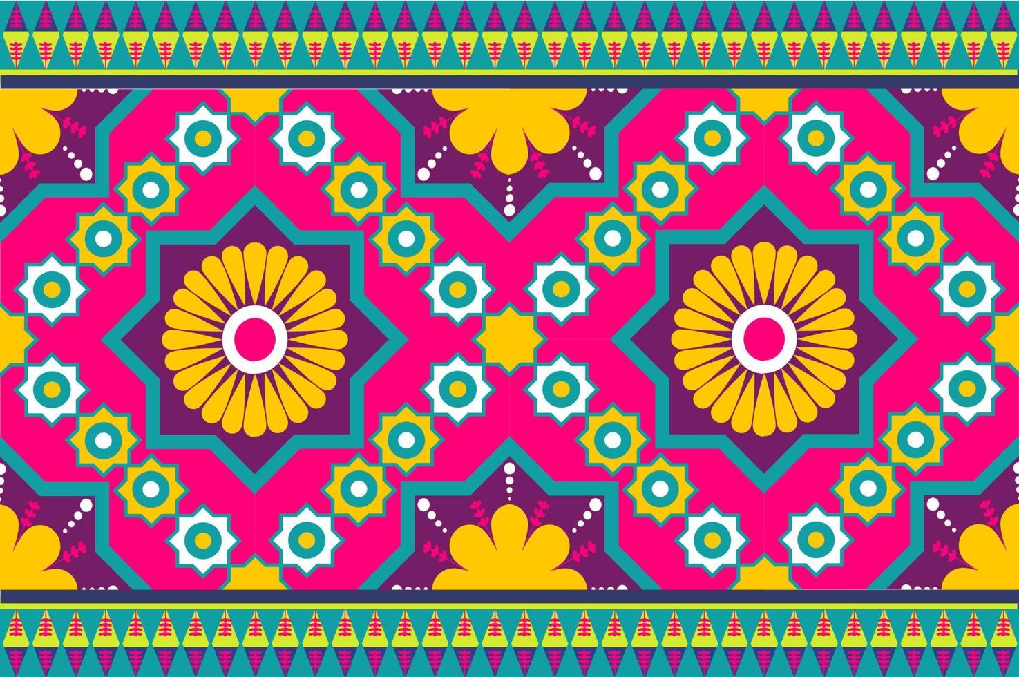 Marrocos colorido e padrão sem emenda de motivo étnico indiano com design de fundo tradicional de natureza para tapete, papel de parede, roupas, embrulho, batik, tecido, estilo de bordado de ilustração vetorial. vetor